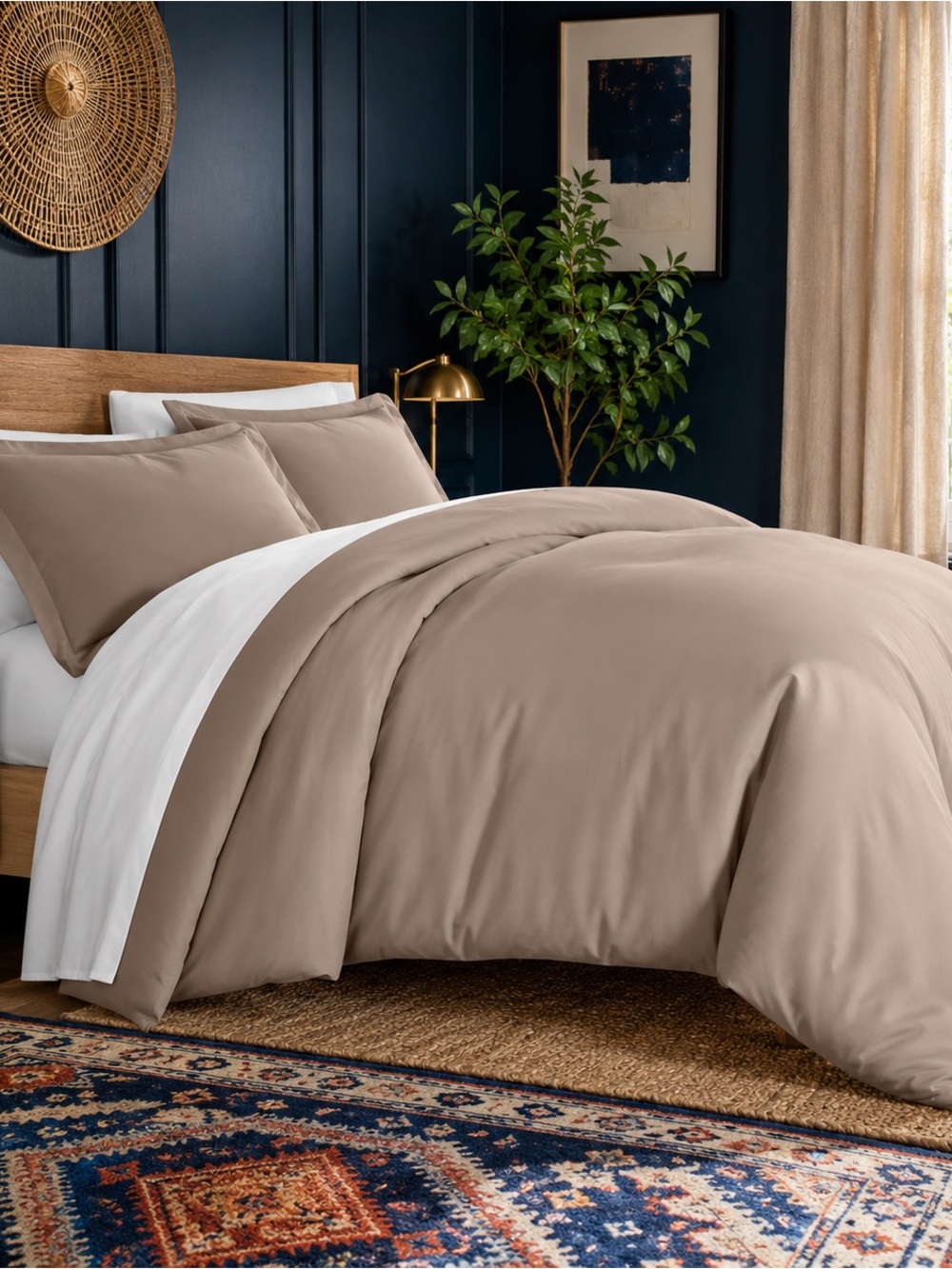 Premium ienjoy Home Taupe Full Queen 3 Piece Duvet Cover Set New